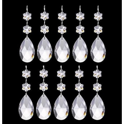 12Pcs Teardrop Chandelier Crystal Pendants Snowflake Crystal Connectors Hanging   323247703851